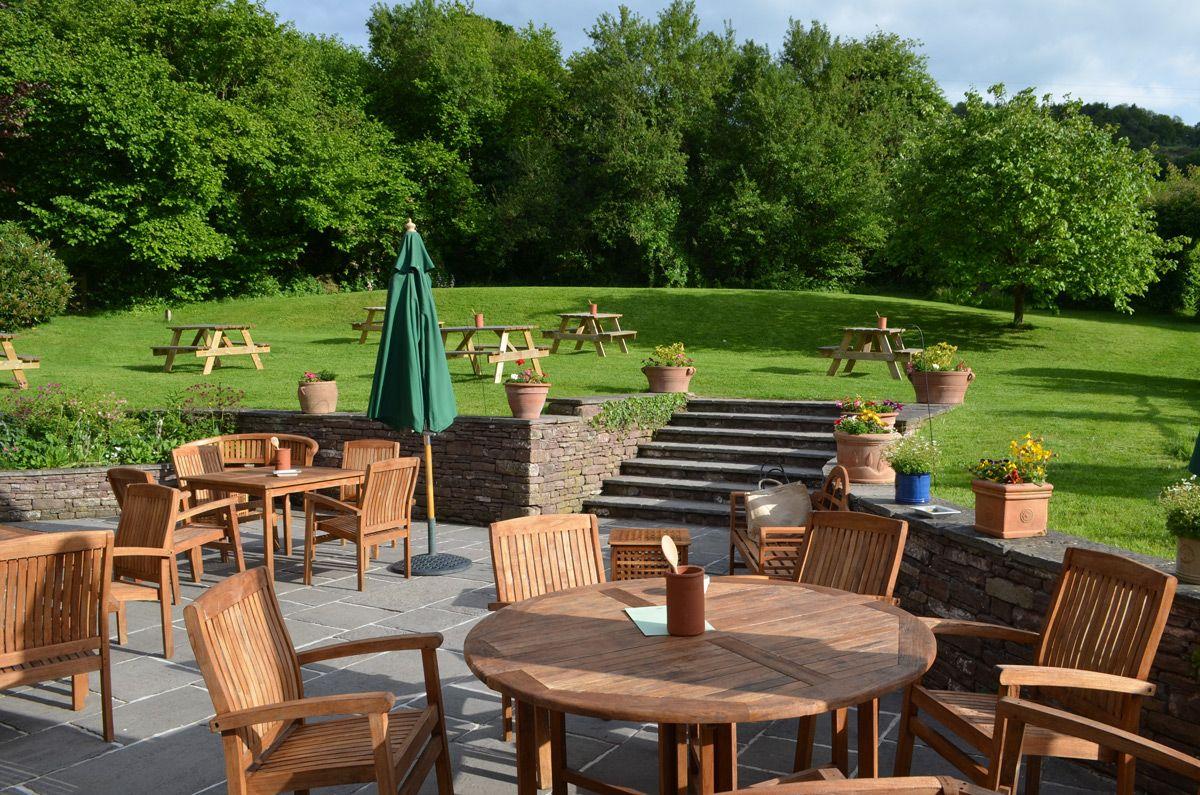 Outdoor pub garden in the sun