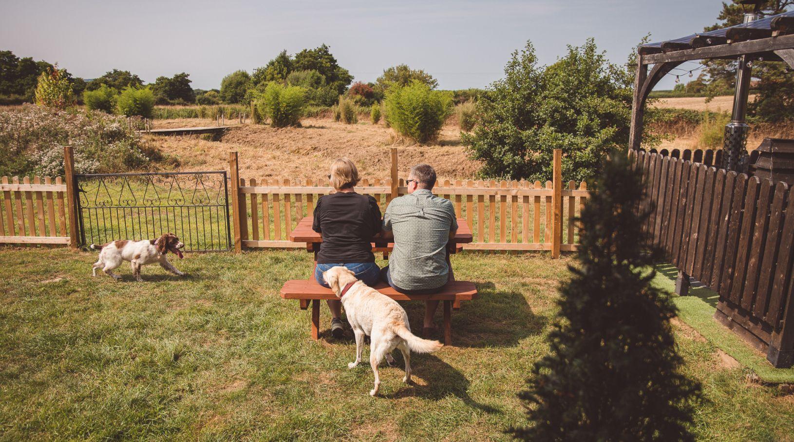 Chilling in the enclosed garden with the dog 